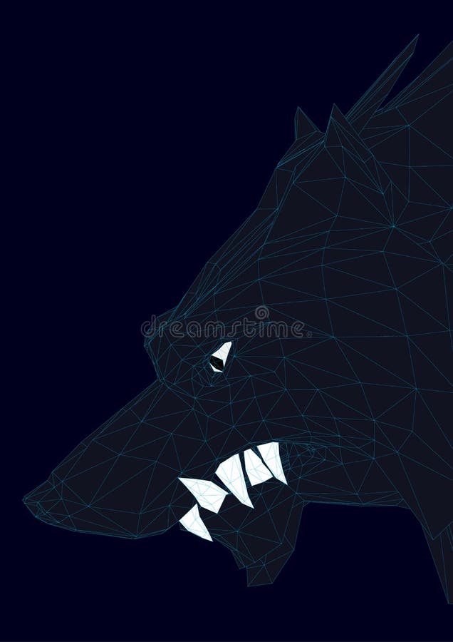 Επικεφαλής ενός polygonal μαύρου λύκου τρισδιάστατος επίσης corel σύρετε το διάνυσμα απεικόνισης διανυσματική απεικόνιση